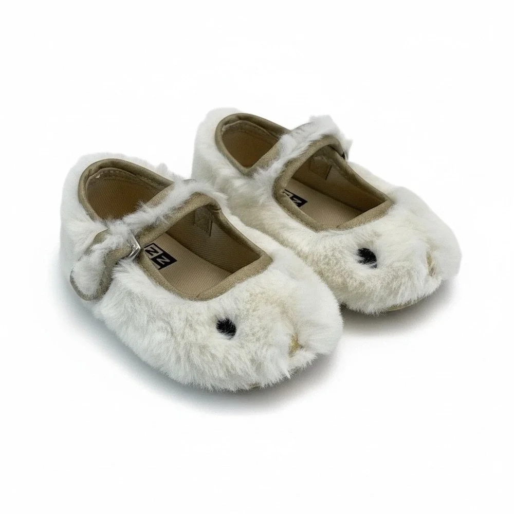 Boston Mia Doe Slippers kids  White Bunny Mary Jane  Shoes Toddler Size 4C‎ $147